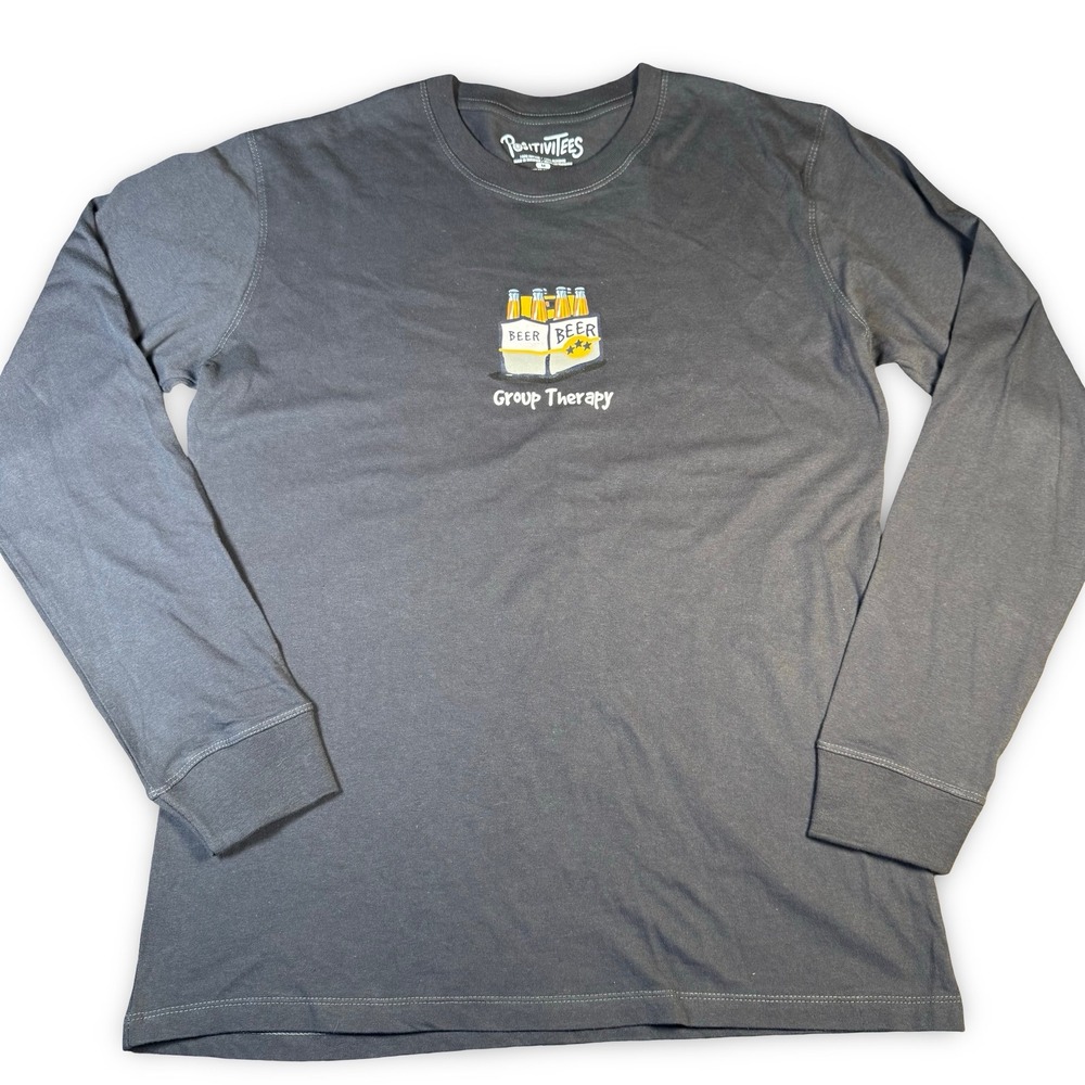 Men's Long Sleeve T Shirt Positivities Medium M Group Therapy Six Pack Beer Top